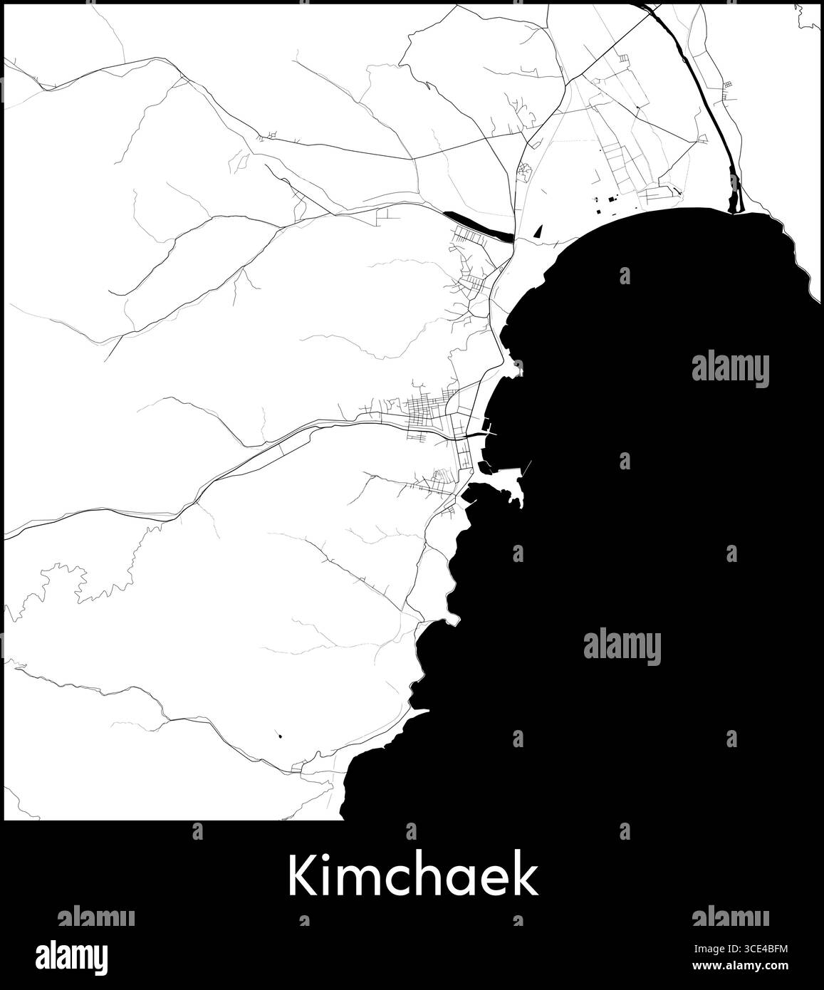 Kimchaek city map, North Korea - Topographic vector map poster Stock ...