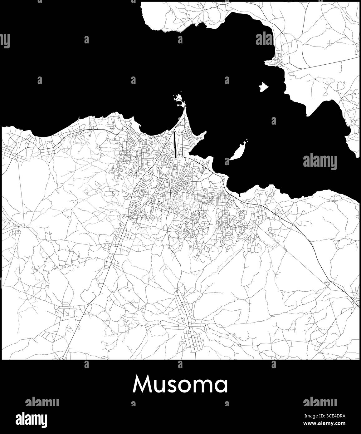 Musoma city map, Tanzania - Topographic vector map poster Stock Vector ...