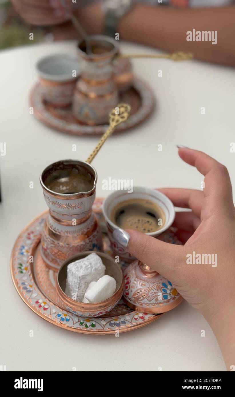 Authentic Bosnian Coffee Rituals - Smartphone Captured Stock Image