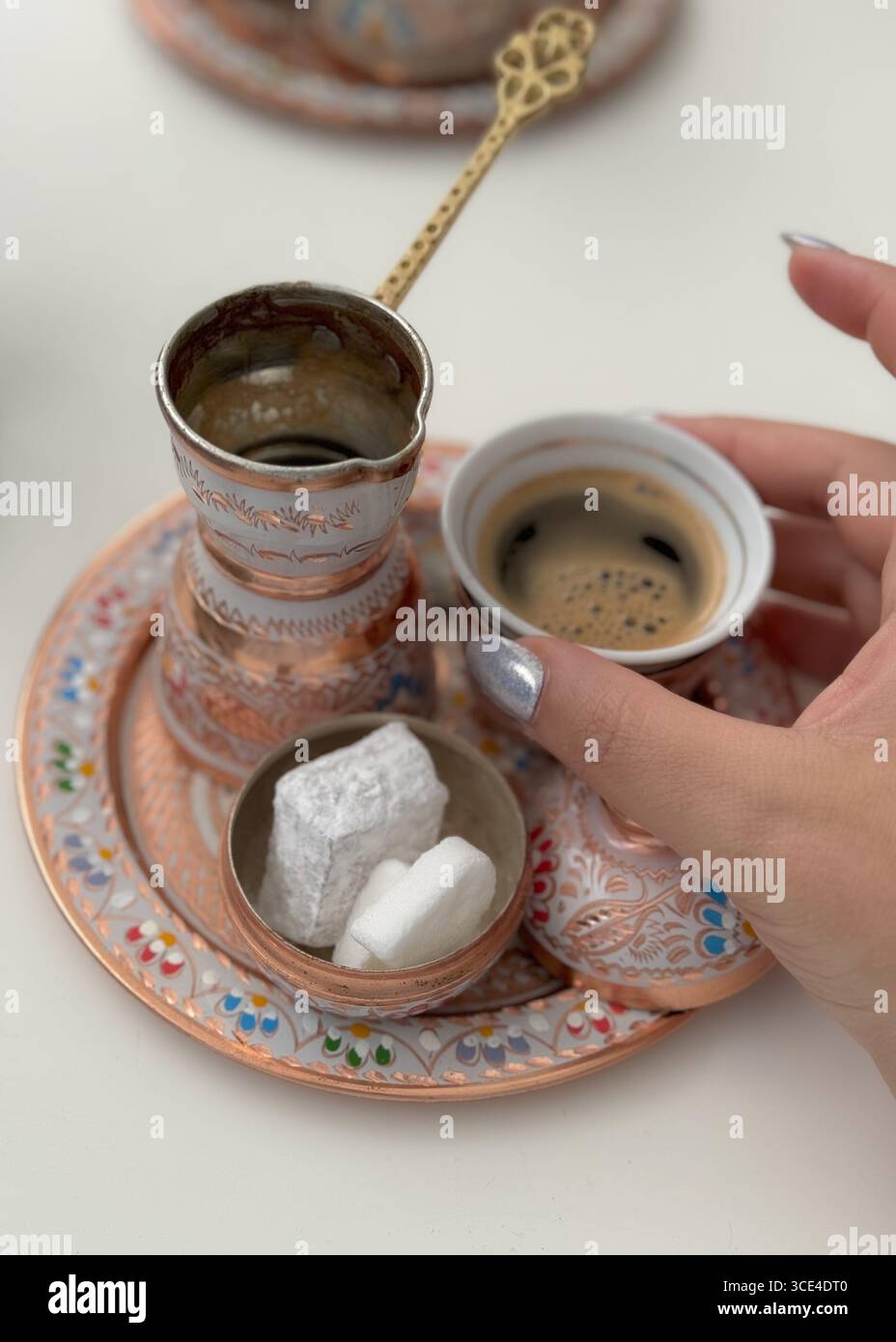 Authentic Bosnian Coffee Rituals - Smartphone Captured Stock Image