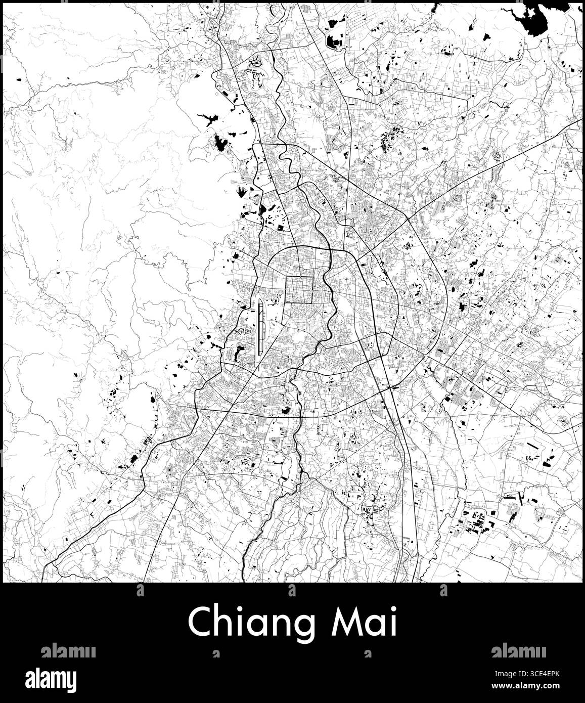 Chiang Mai city map, Thailand Topographic vector map poster Stock — free download