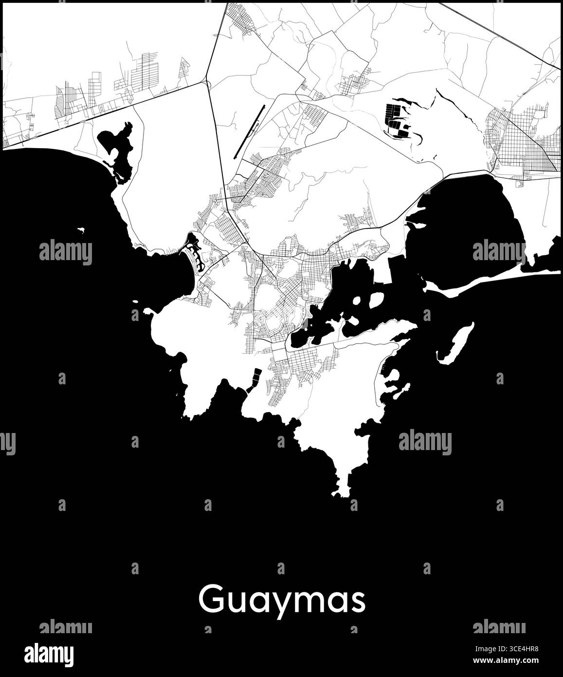 Guaymas city map, Mexico - Topographic vector map poster Stock Vector