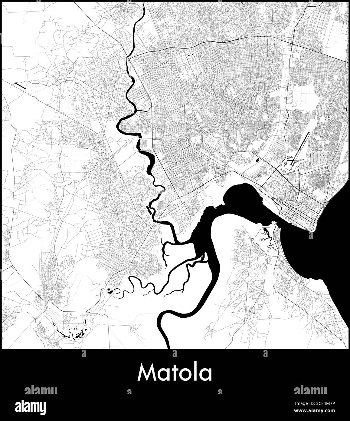 Matola city map, Mozambique - Topographic vector map poster Stock ...