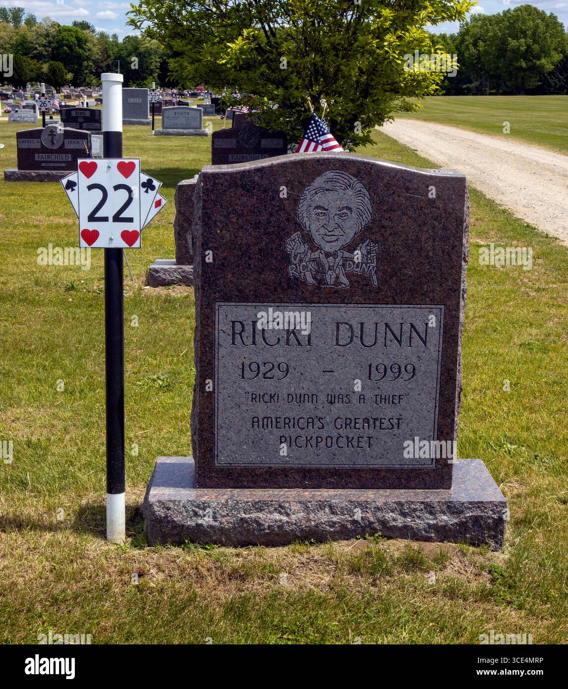 Colon, Michigan, the 'Magic Capital of the World,' is home to magicians’ graves, where famed illusionists rest in this enchanting small-town cemetery. Stock Photo