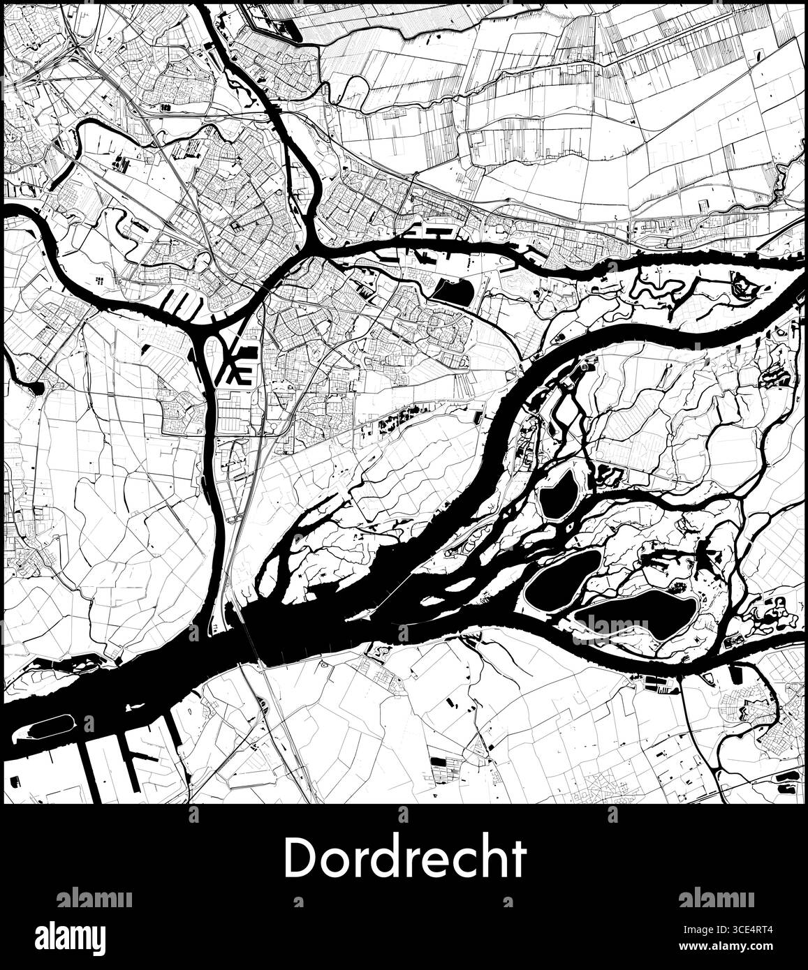 Dordrecht city map, Netherlands - Topographic vector map poster Stock ...