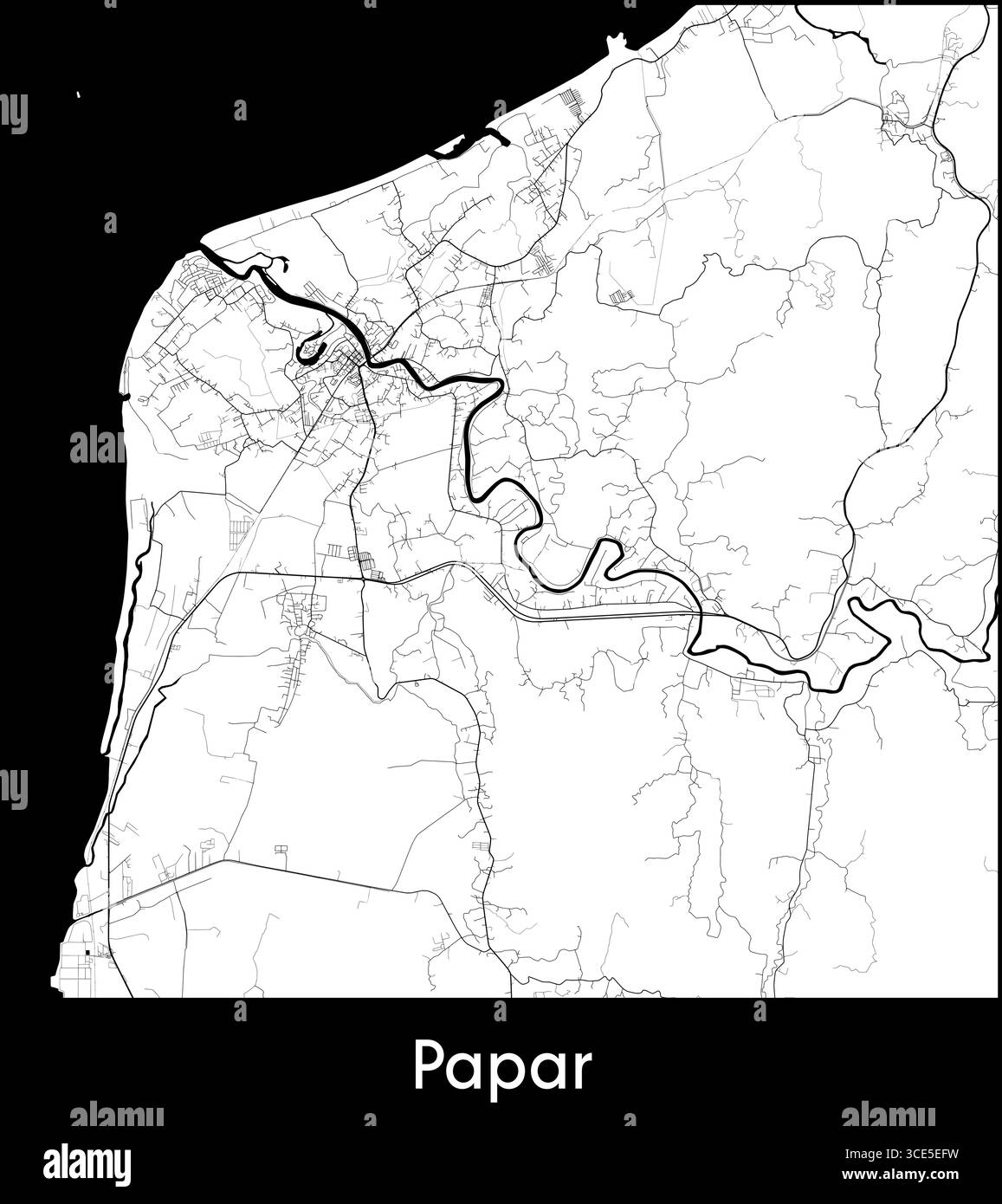 Papar city map, Malaysia - Topographic vector map poster Stock Vector ...
