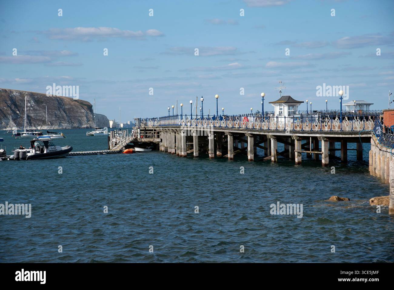 Swanage Dorset England UK. 02.08.2025. Swanage Pier a restored Victorian  historic seaside pier which has public access for leisure activities. Stock Photo