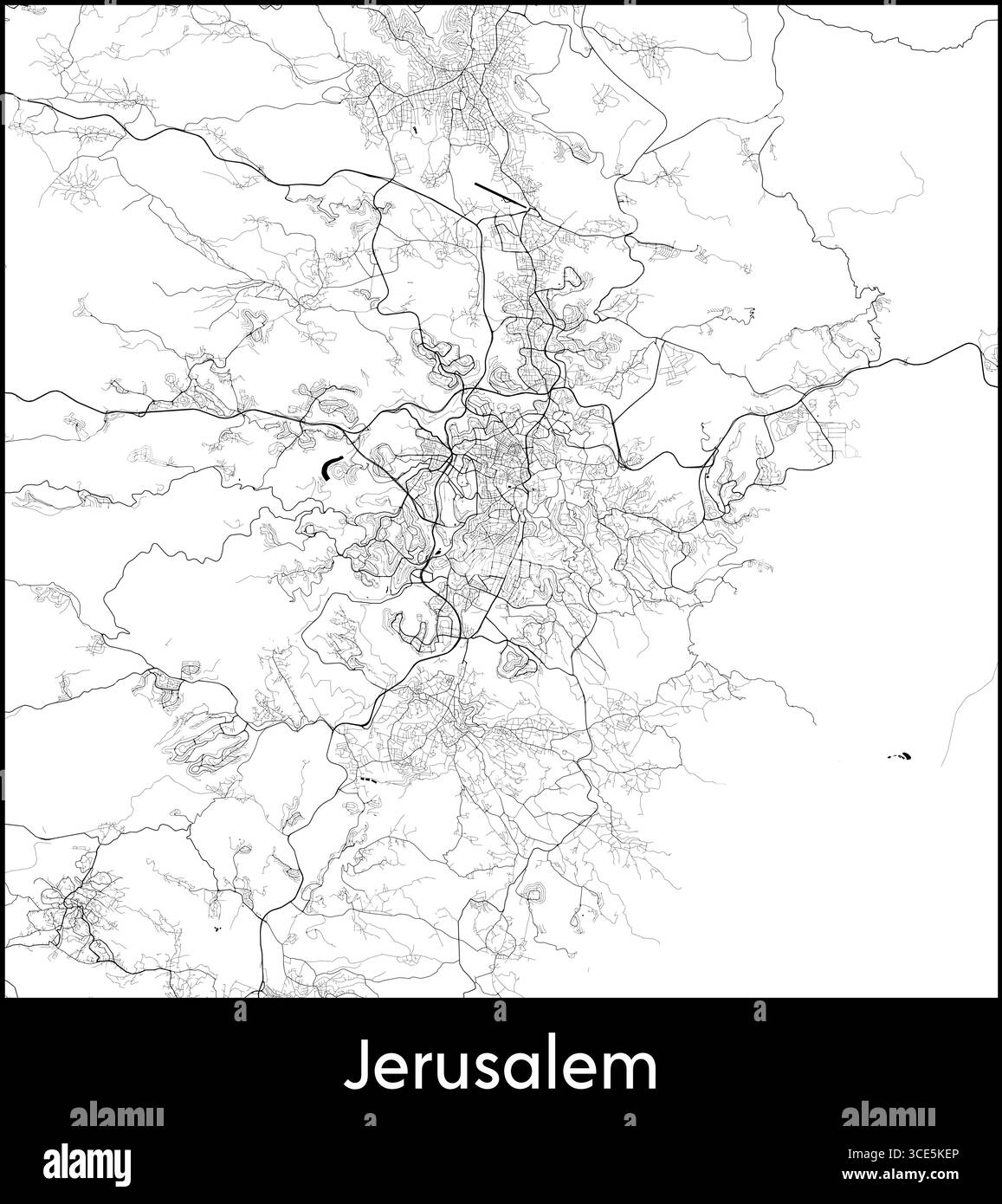 Jerusalem city map, Israel - Topographic vector map poster Stock Vector ...