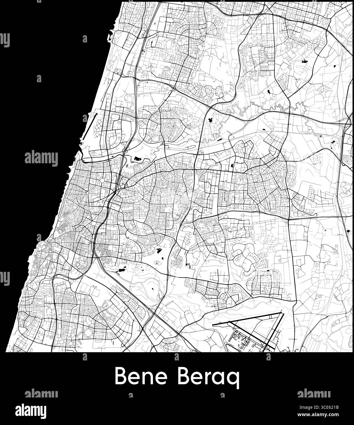 Bene Beraq city map, Israel - Topographic vector map poster Stock ...