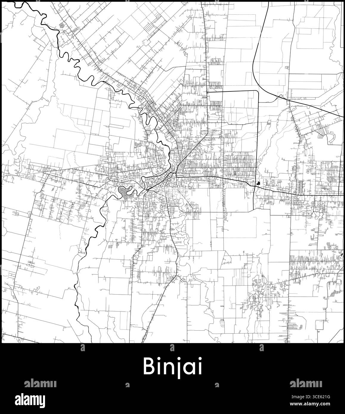 Binjai city map, Indonesia - Topographic vector map poster Stock Vector ...
