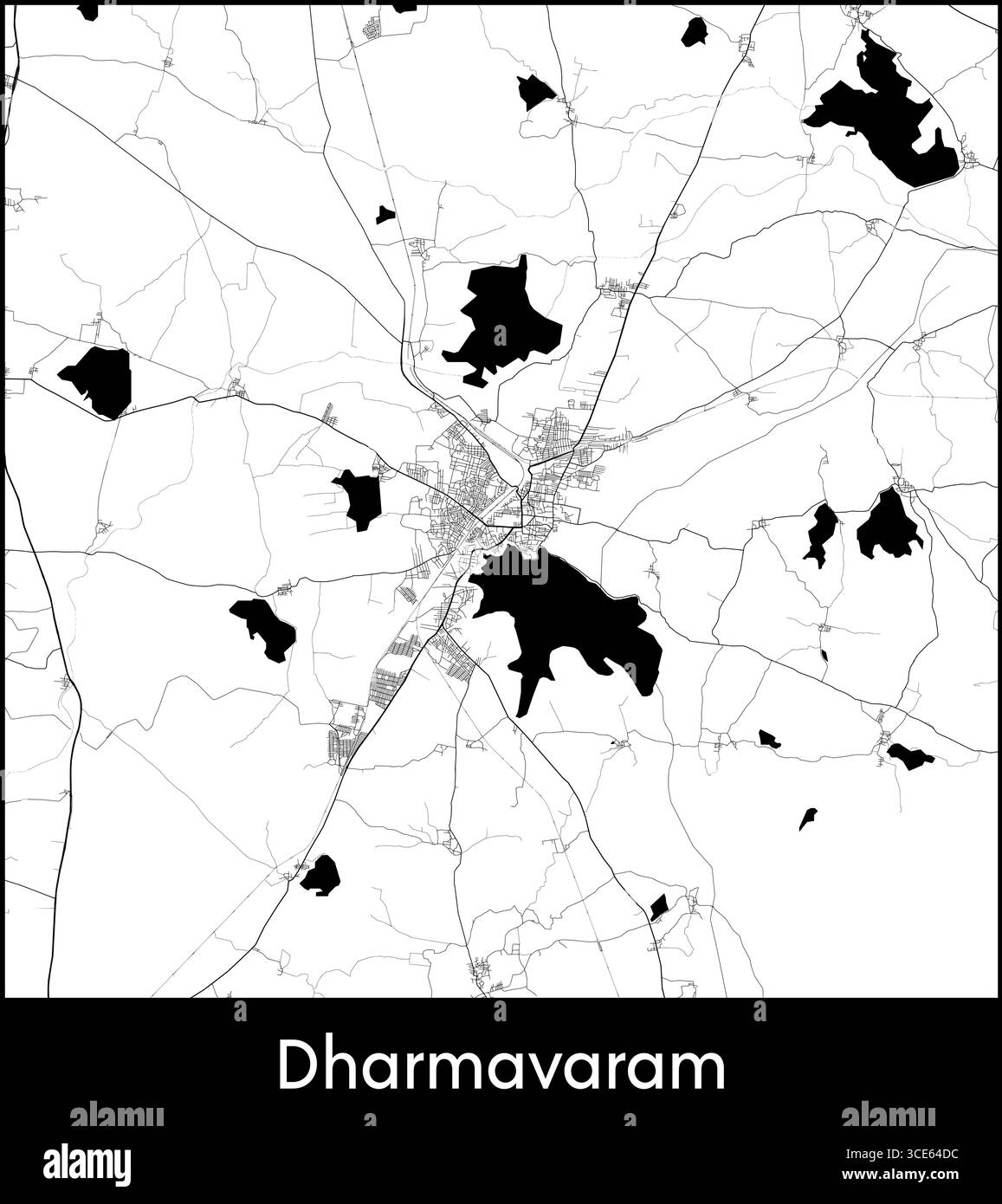 Dharmavaram city map, India - Topographic vector map poster Stock ...