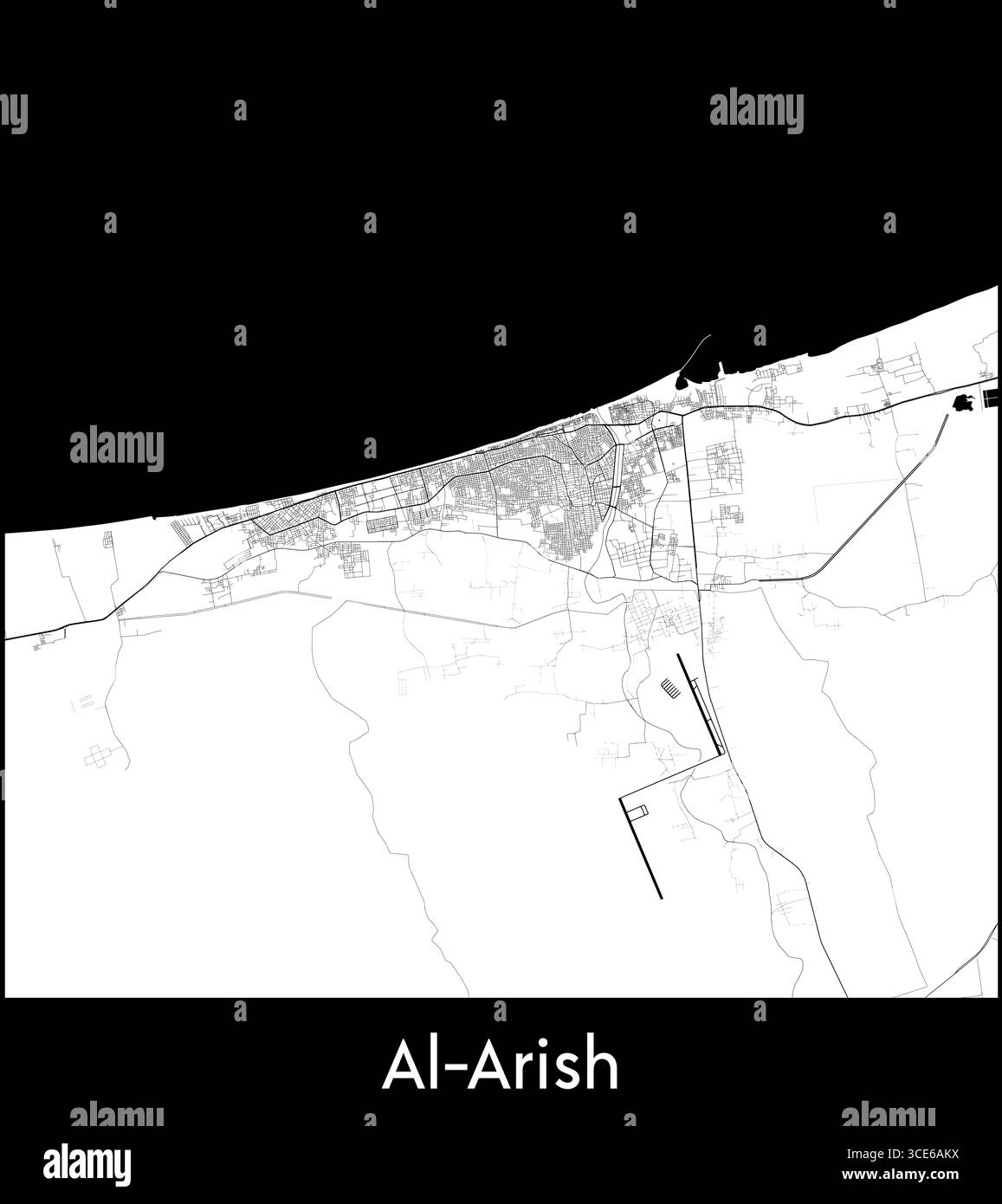 Al Arish city map, Egypt - Topographic vector map poster Stock Vector ...
