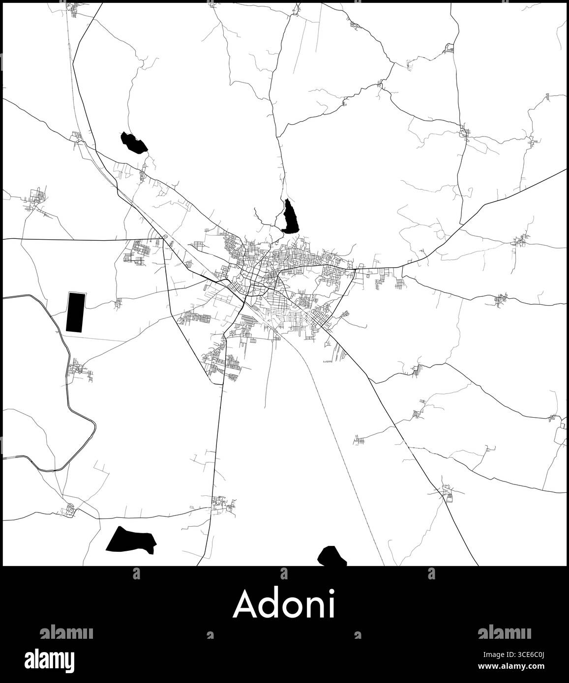 Adoni Map Adoni city map, India - Topographic vector map poster Stock Vector ...