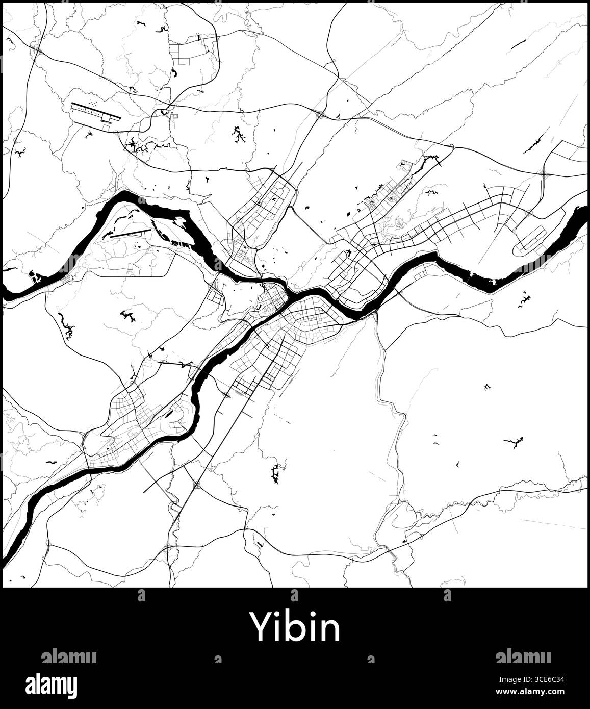 Ibin Map Yibin city map, China - Topographic vector map poster Stock Vector ...