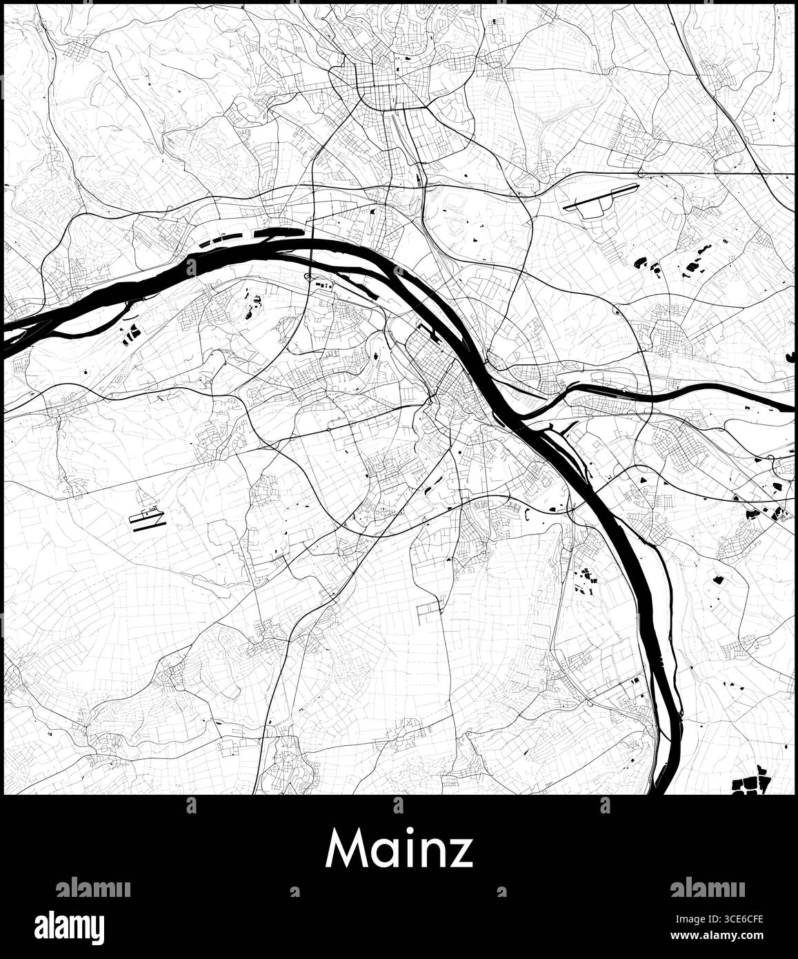 Mainz city map, Germany - Topographic vector map poster Stock Vector ...