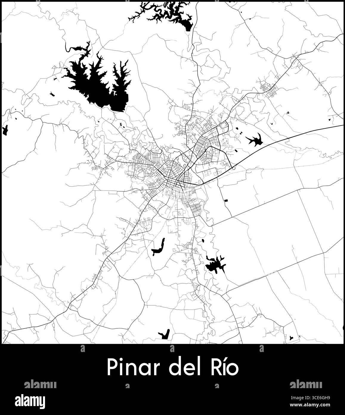 Pinar del Rio city map, Cuba - Topographic vector map poster Stock ...