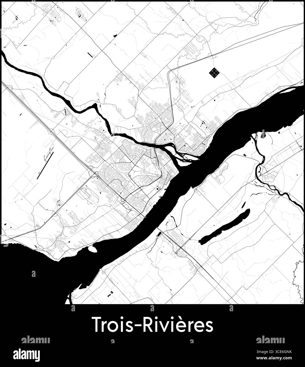 Three Rivers Boundary Map Trois rivieres map Stock Vector Images - Alamy
