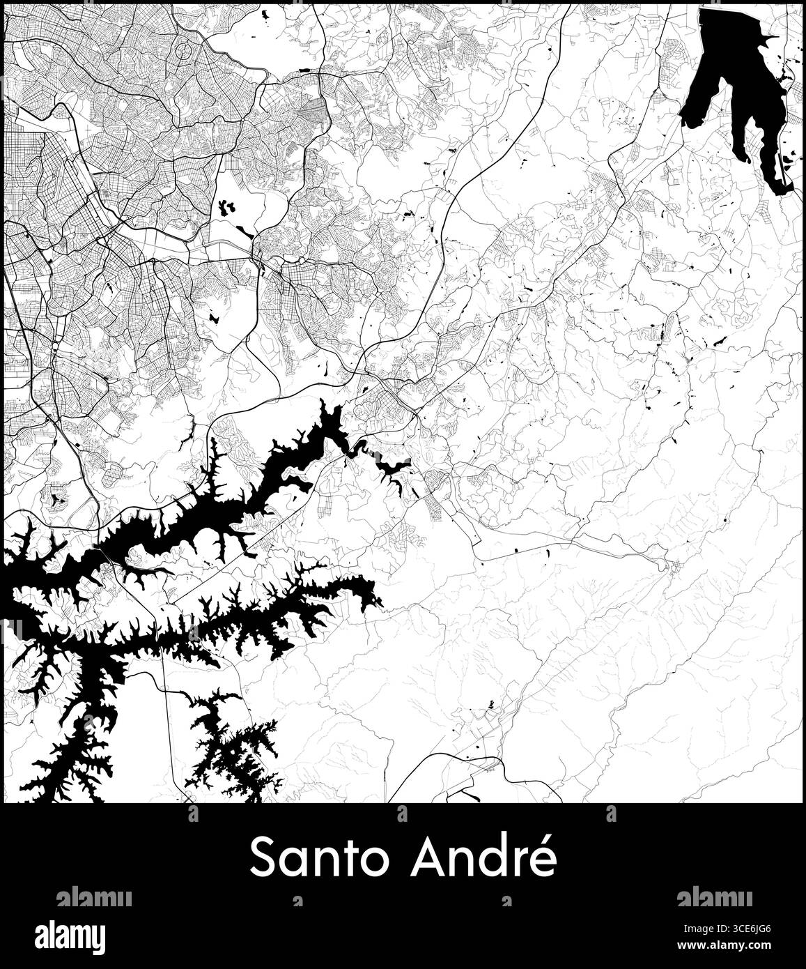 Santo Andre city map, Brazil - Topographic vector map poster Stock