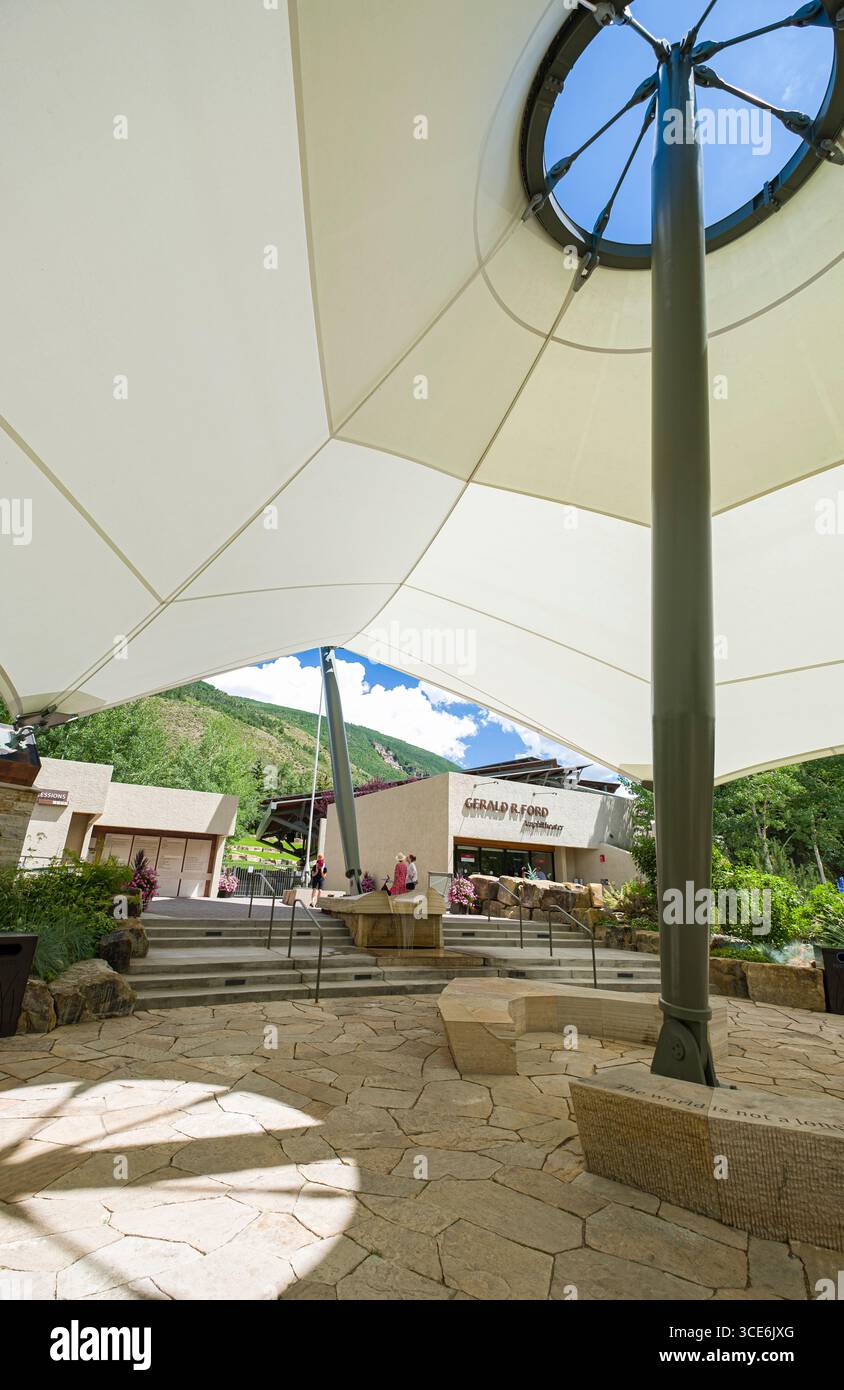 Fabric awning at the entrance to the Gerald R Ford Amphitheater, Vail ...