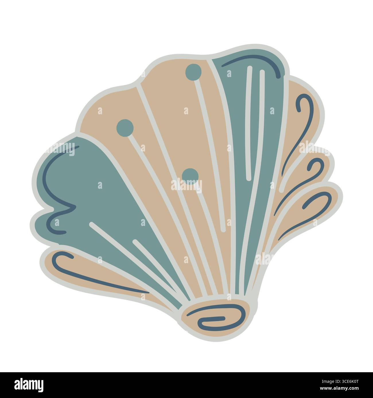 Vector illustration of a single colored sea shell on white background ...
