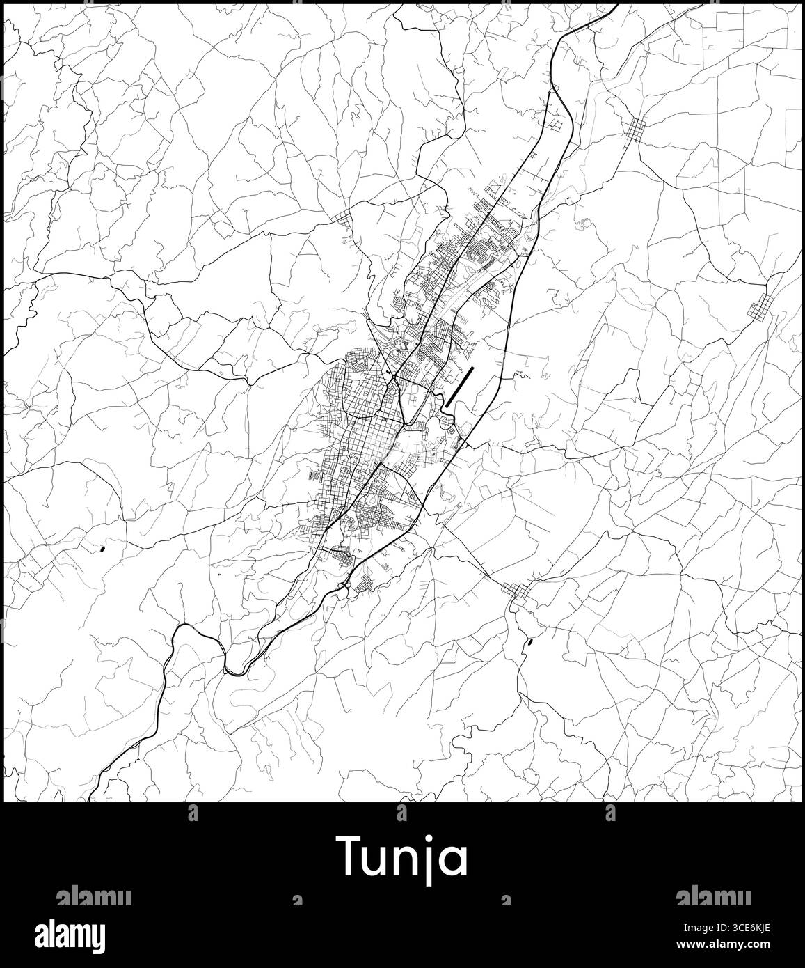 Tunja city map, Colombia - Topographic vector map poster Stock Vector ...