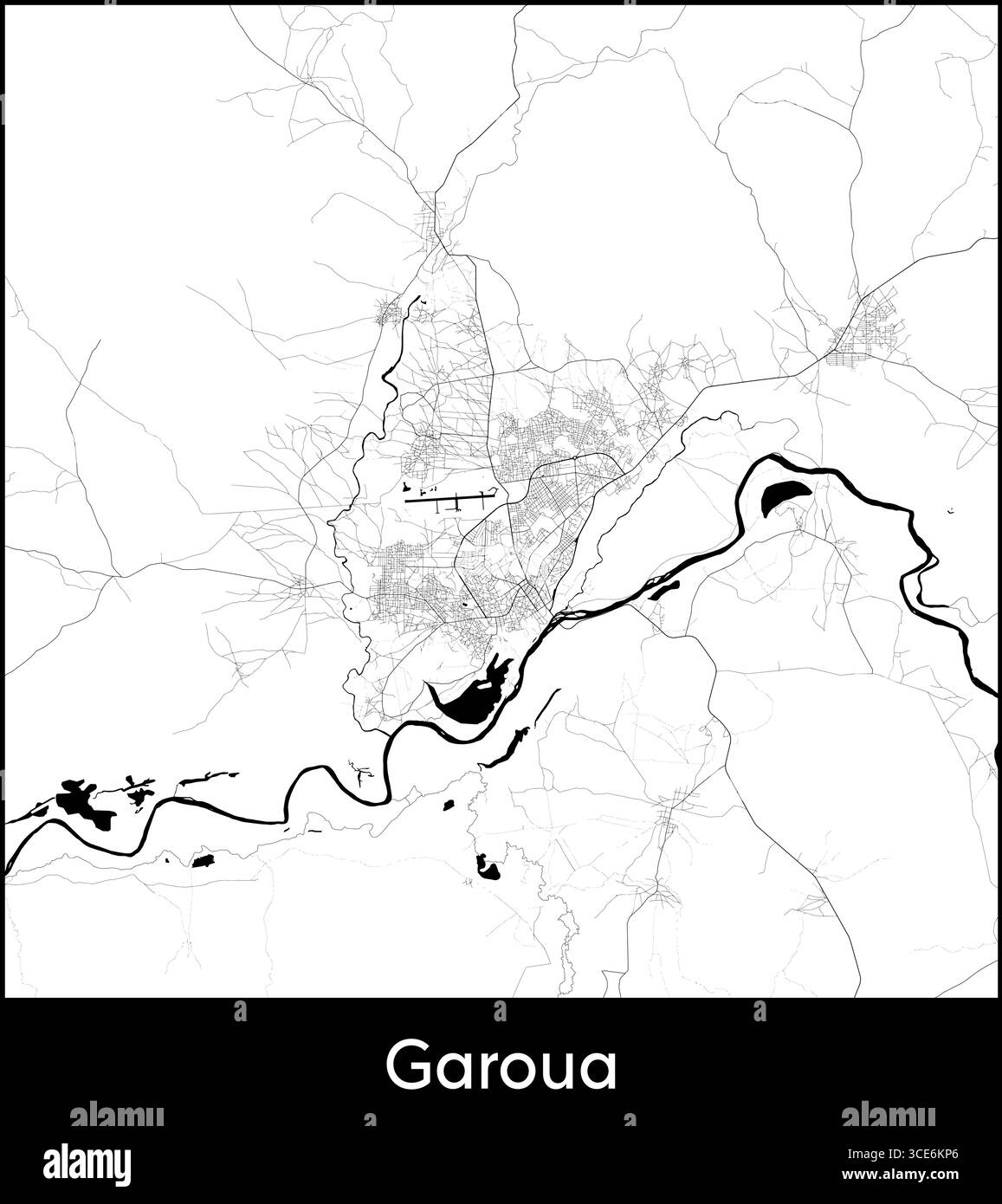 Garoua city map, Cameroon - Topographic vector map poster Stock Vector ...