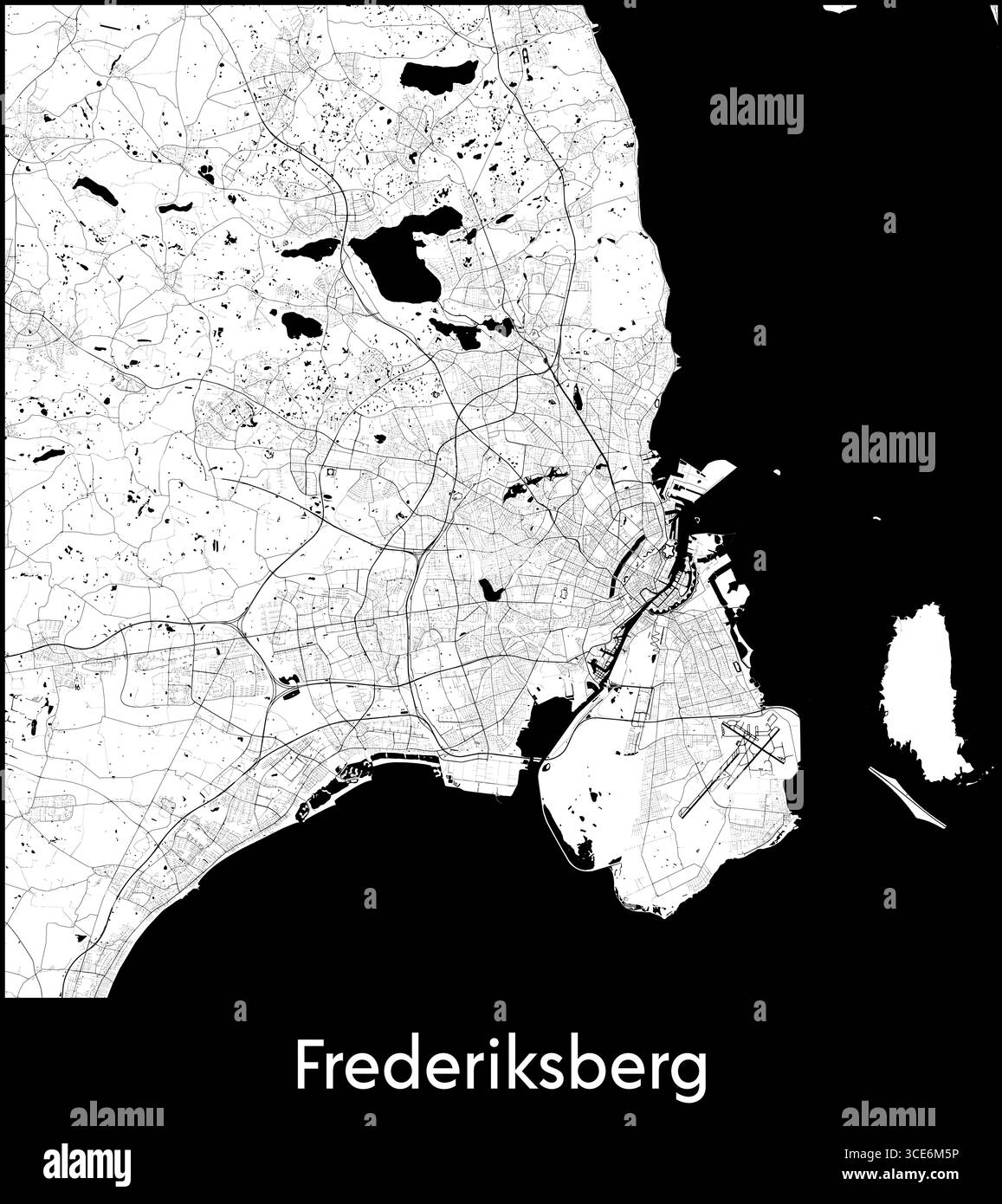 Frederiksberg city map, Denmark - Topographic vector map poster Stock Vector