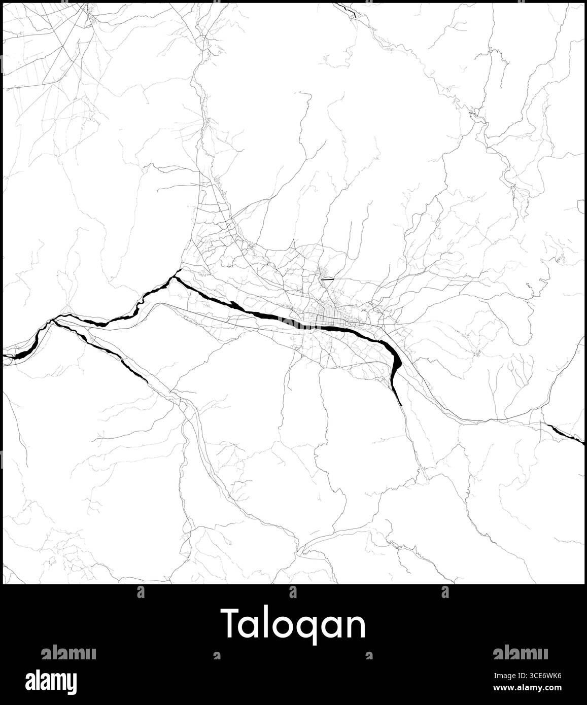 Taloqan city map, Afghanistan - Topographic vector map poster Stock ...