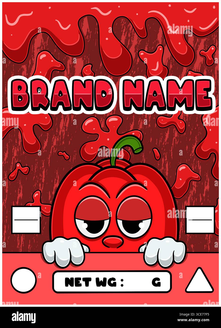 Paprika Strain Cartoon with Slime Background. Design For Logo, Label, Cover and Packaging Product. Stock Vector