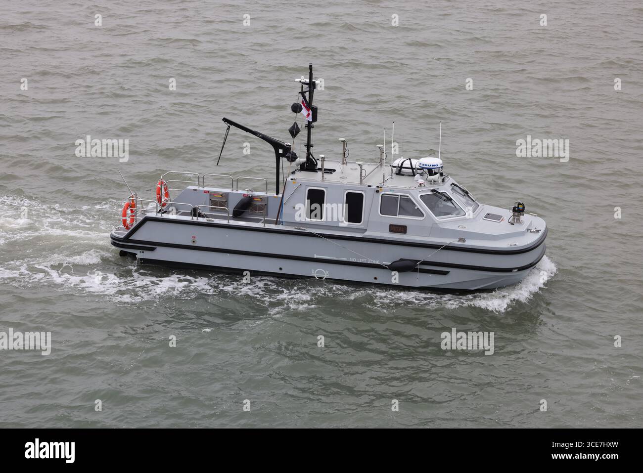The Royal Navy small survey boat SSB VIDAL. The Sea class Vahana workboat is operating in and around the Naval Base Stock Photo
