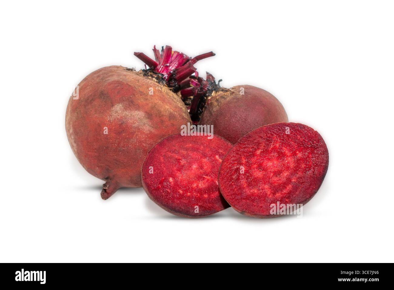 Red beets or beetroots on white background. Stock Photo