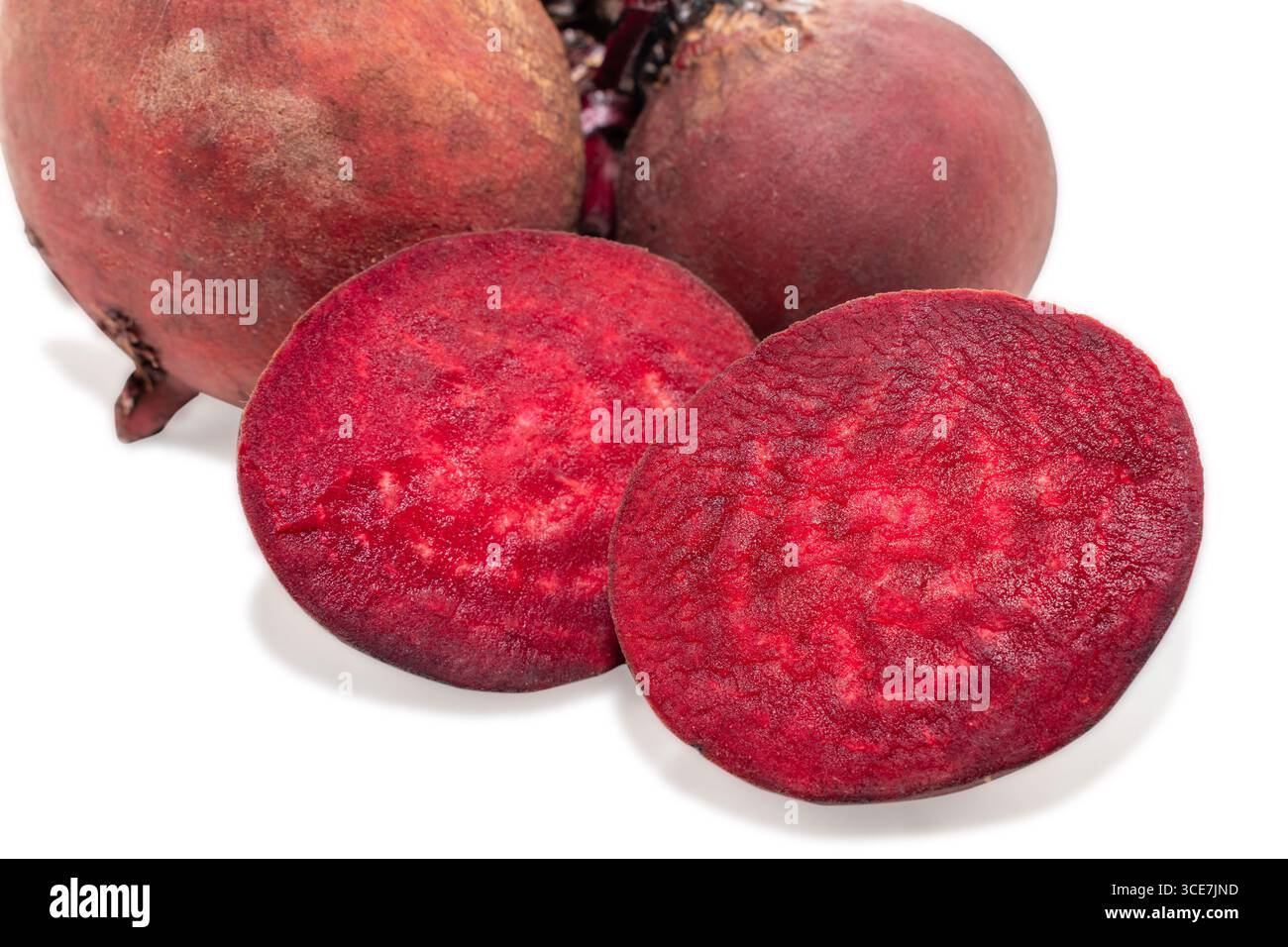 Red beets or beetroots on white background. Stock Photo