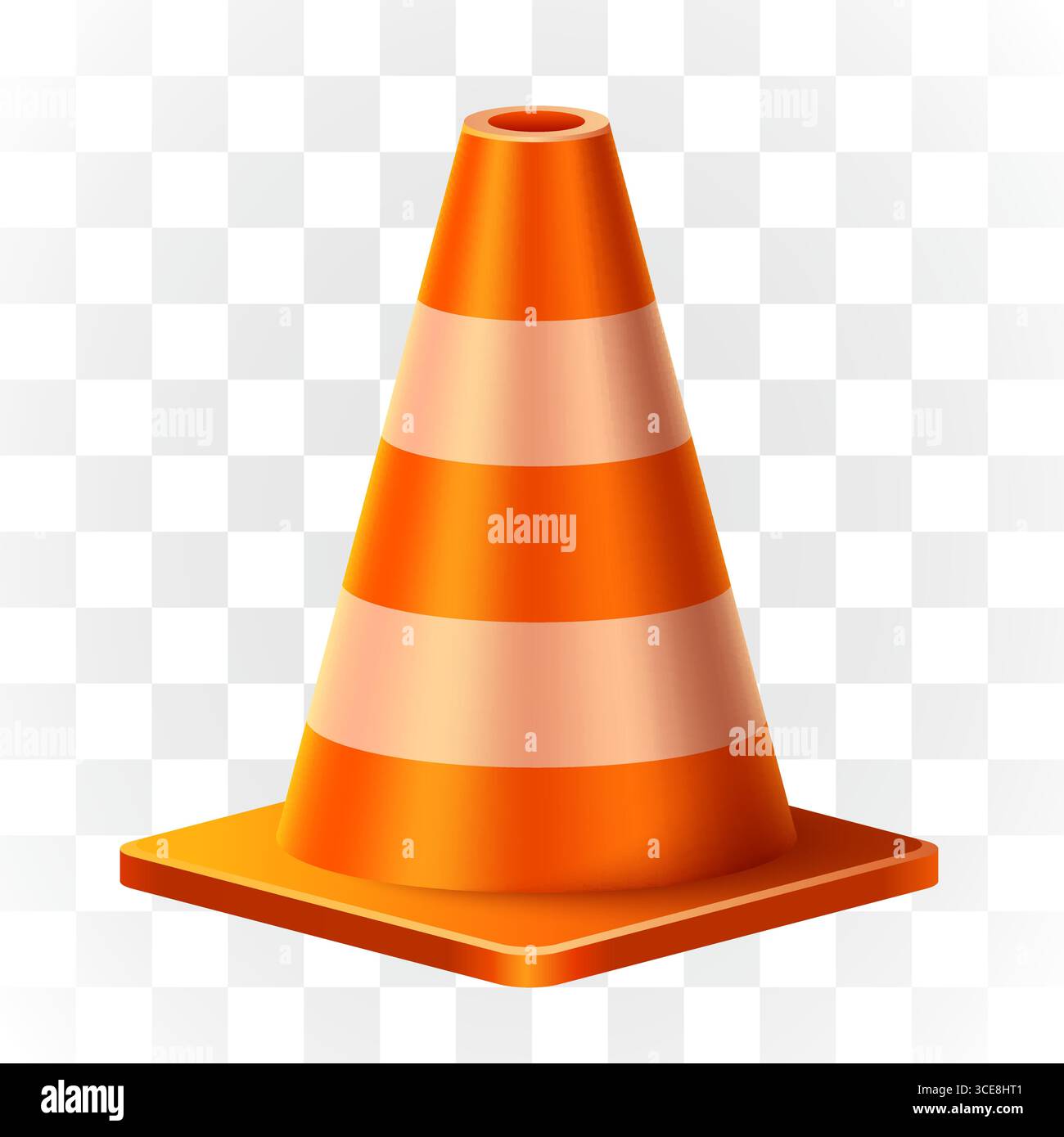 Road cone isolated on transparent background. Vector illustration Stock Vector