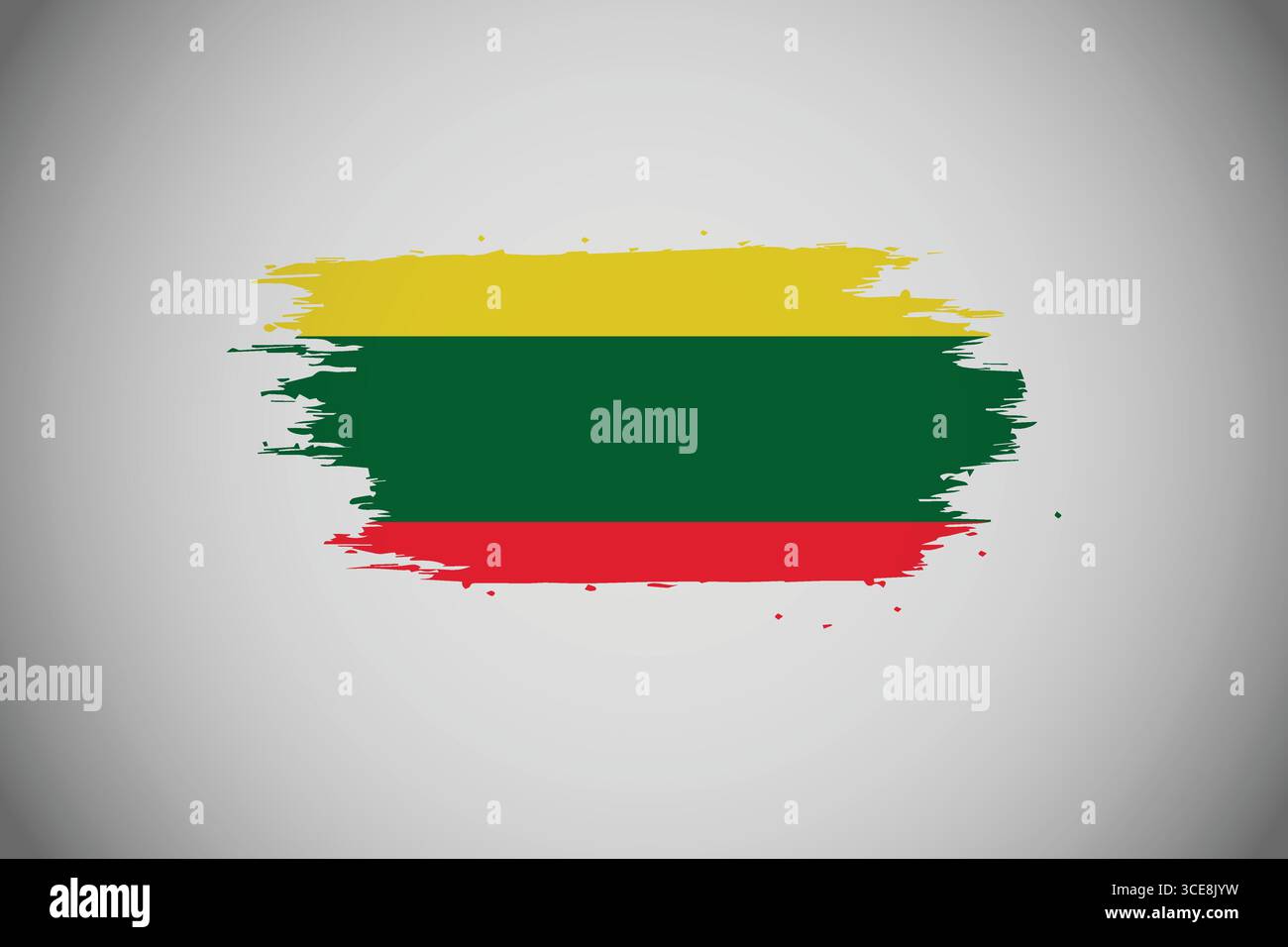 Lithuanian flag with a painterly, brushstroke effect. Stock Vector