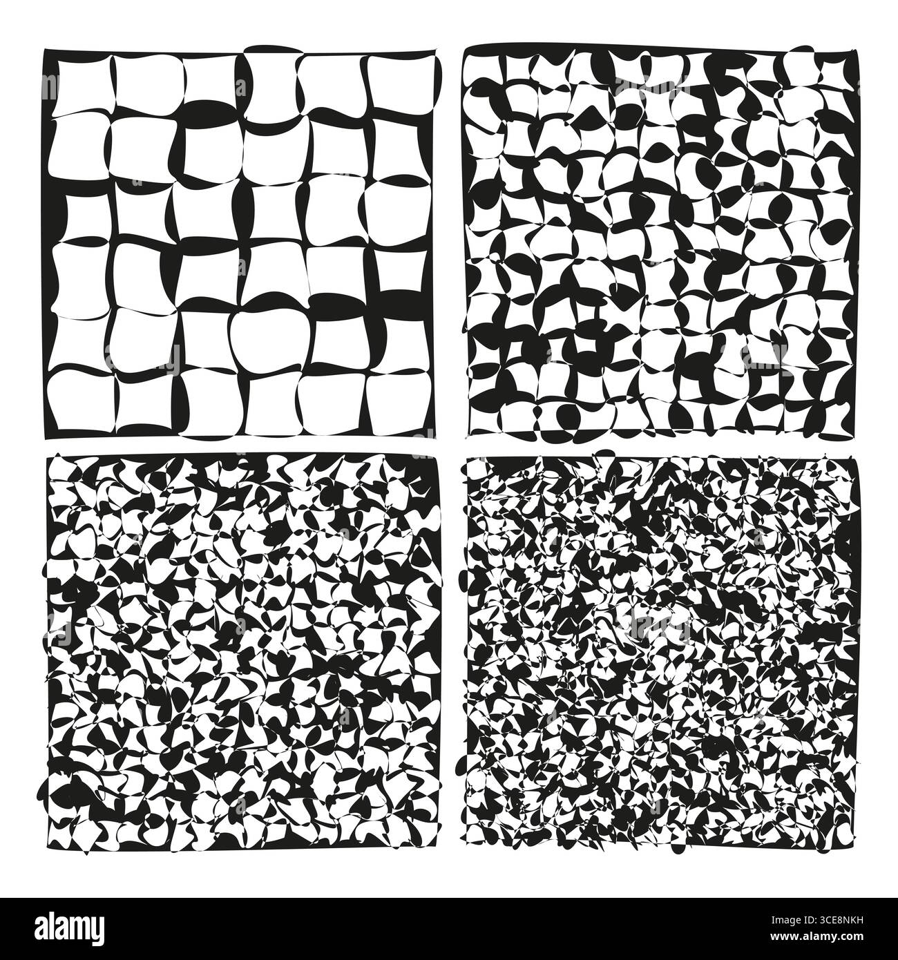 Four abstract seamless textures. Geometric stone mosaic. Grunge textured surfaces. Vector repeat patterns. EPS 10. Stock Vector