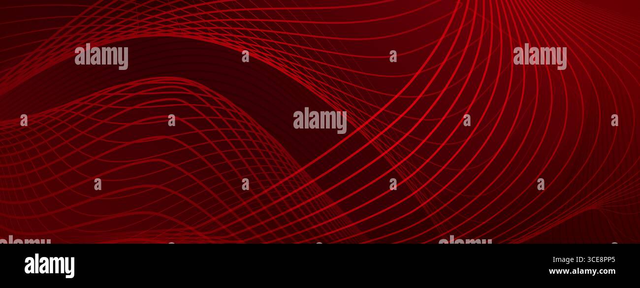 Red wavy lines intersecting and curving, creating a dynamic abstract background. Stock Vector