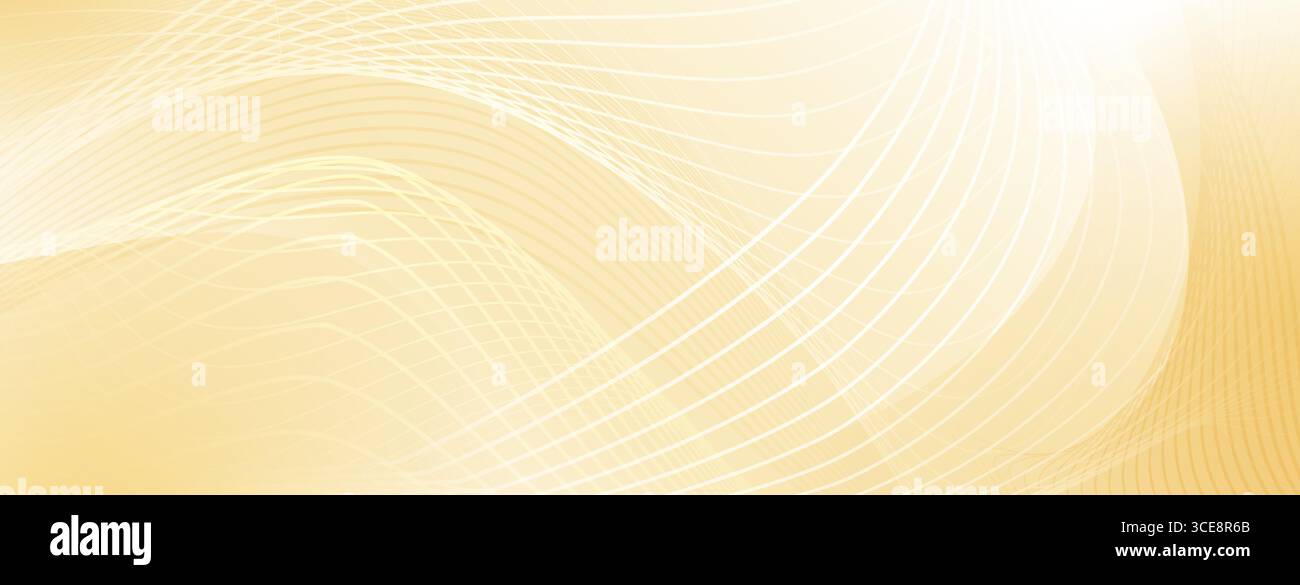 Yellow wavy lines create a dynamic abstract background with white lines and gradient effect. Stock Vector