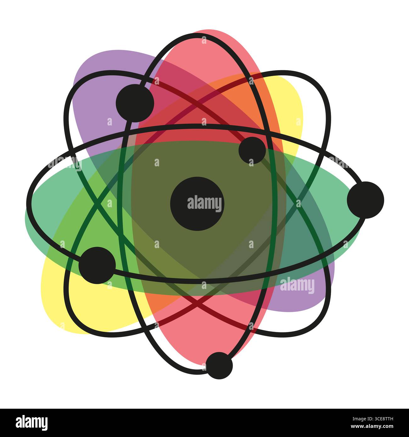 Abstract atom symbol. Colorful orbital path. Science technology concept ...