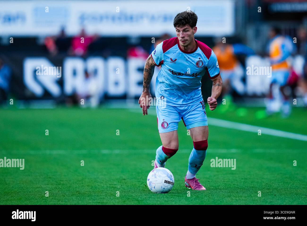 Rotterdam - Jordan Bos of Feyenoord Rotterdam during the second round of the 2025/2026 Eredivisie season. The match is set between Excelsior Rotterdam and Feyenoord Rotterdam at Stadion Woudestein on 16 August 2025 in Rotterdam, The Netherlands. (VK Sportphoto/Danny de Groot) Stock Photo