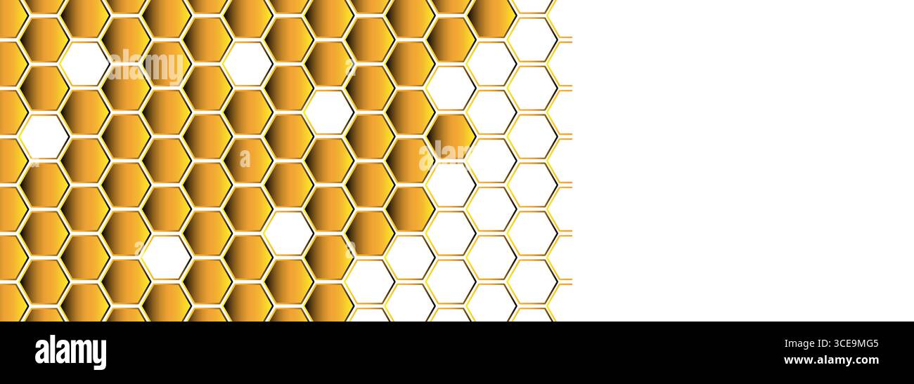 Gold honeycomb pattern against white background Stock Vector