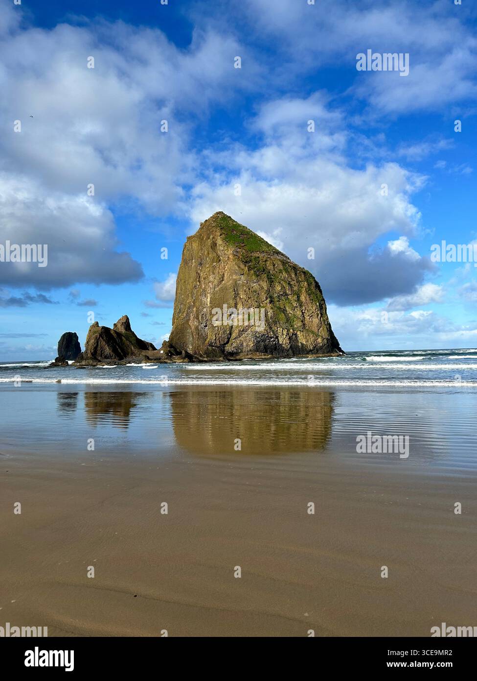 Haystack Rock, Cannon Beach, OR, Apr 2024 - Smartphone Captured Stock Image