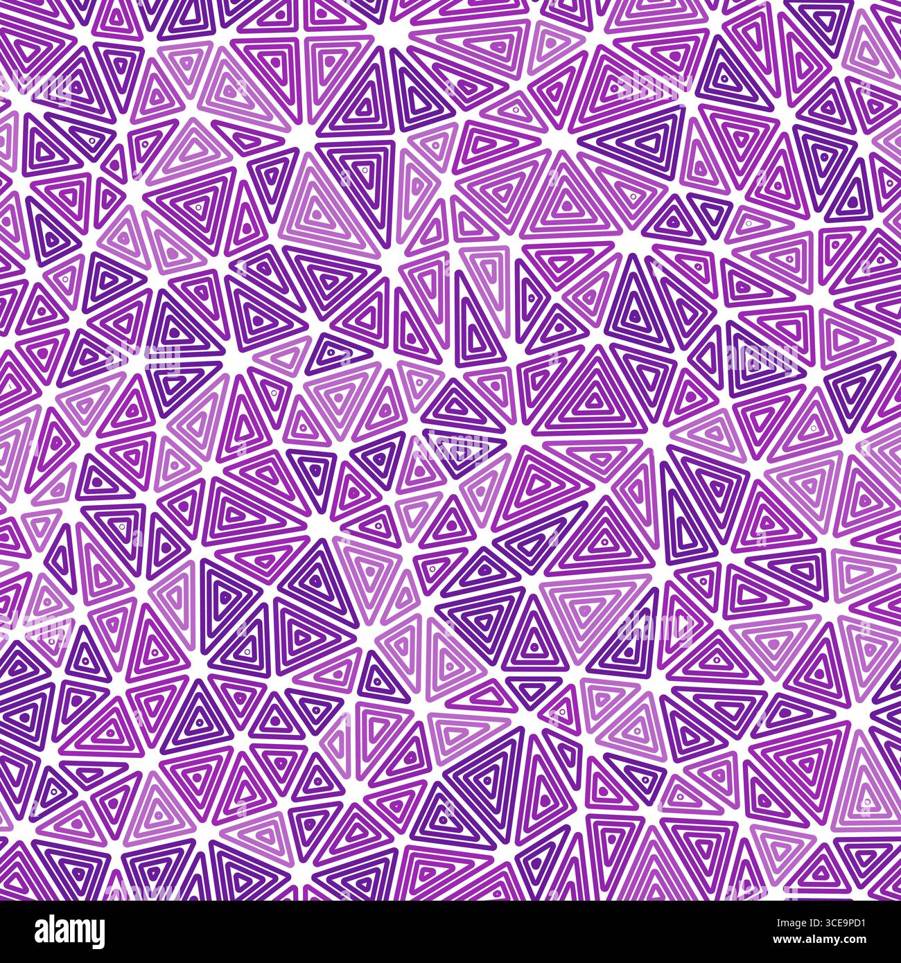 Minimal geometric background. Compact triangles size. Multiple repeated inner triangles. Monotone style. Repeatable pattern. Modern vector tiles. Stock Vector