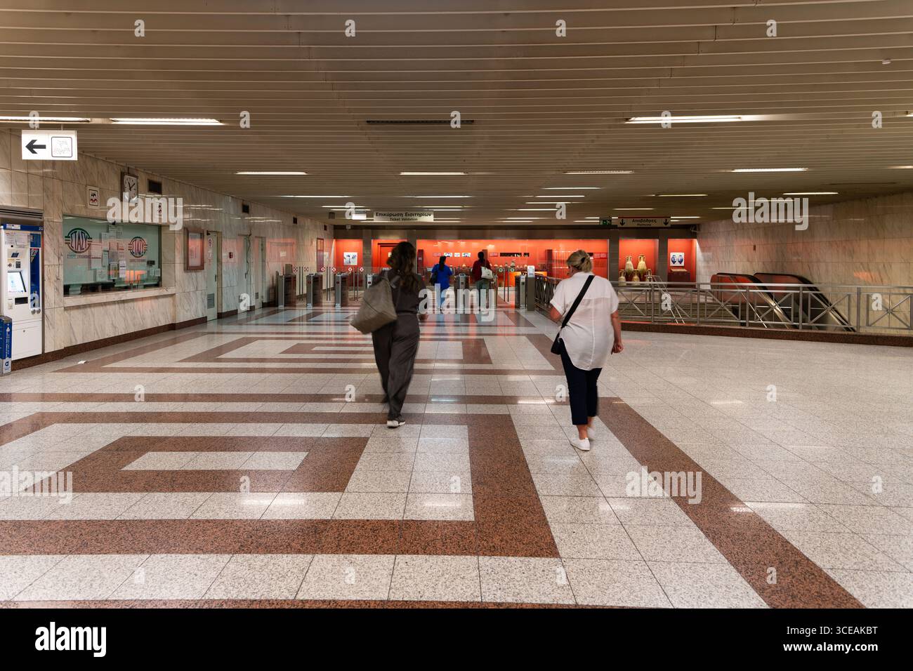 Ancient Greek sculptures at Akropoli metro station, Athens, Greece Stock Photo