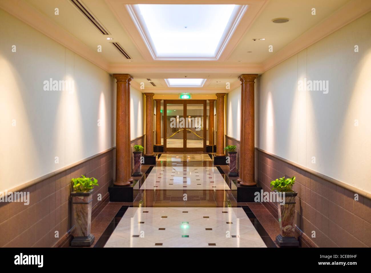 Hallway from Westin Tokyo Hotel to Yebisu Garden Place, Shibuya, Tokyo, Honshu, Japan Stock Photo