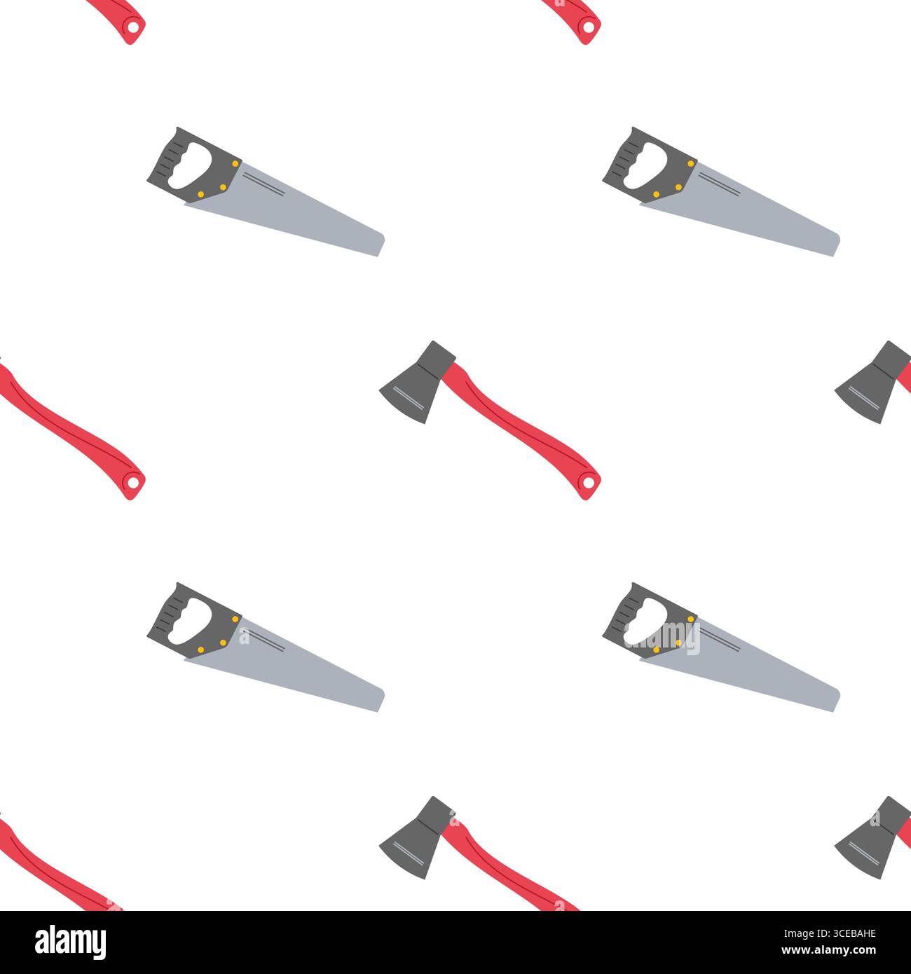 Tools for woodworking displayed in a repeating pattern against a simple background Stock Vector