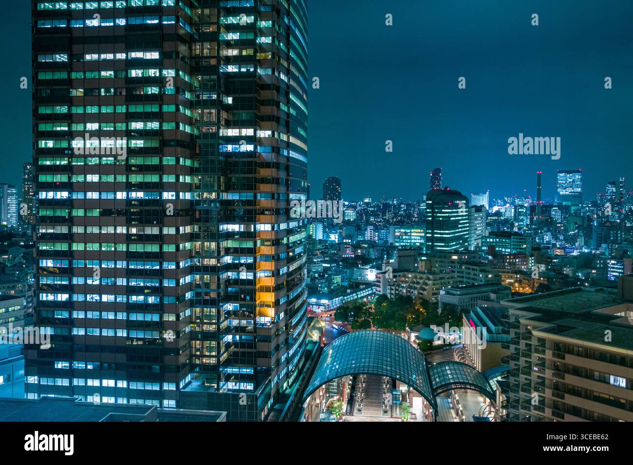 Yebisu Garden Place Tower and the Tokyo skyline at night, Shibuya, Tokyo, Honshu, Japan Stock Photo