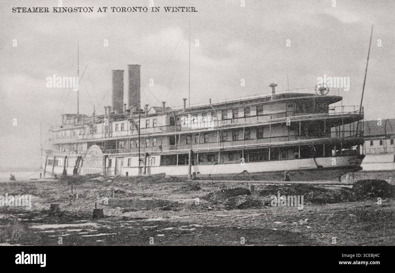 Steamer Kingston ship, Toronto Ontario Canada, approx early 1900s postcard. unidentified photographer. Stock Photo