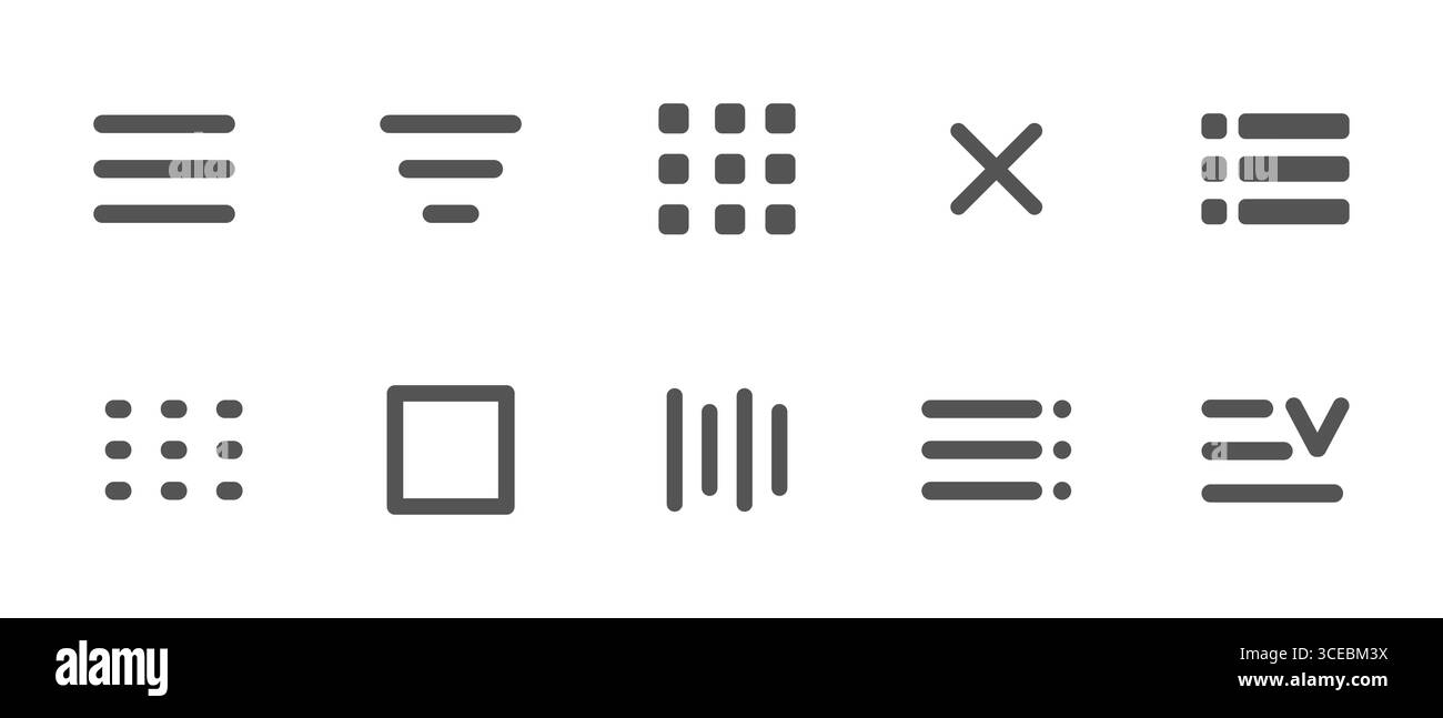 Website navigation button set. Hamburger menu line icon burger ...