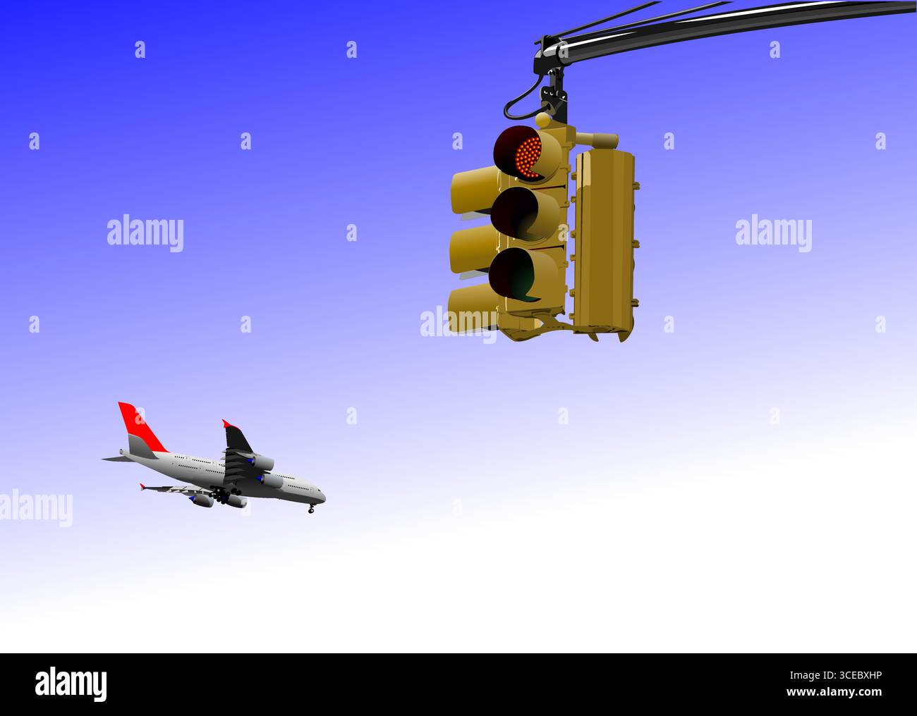 Traffic light and plane image. Vector illustration Stock Vector