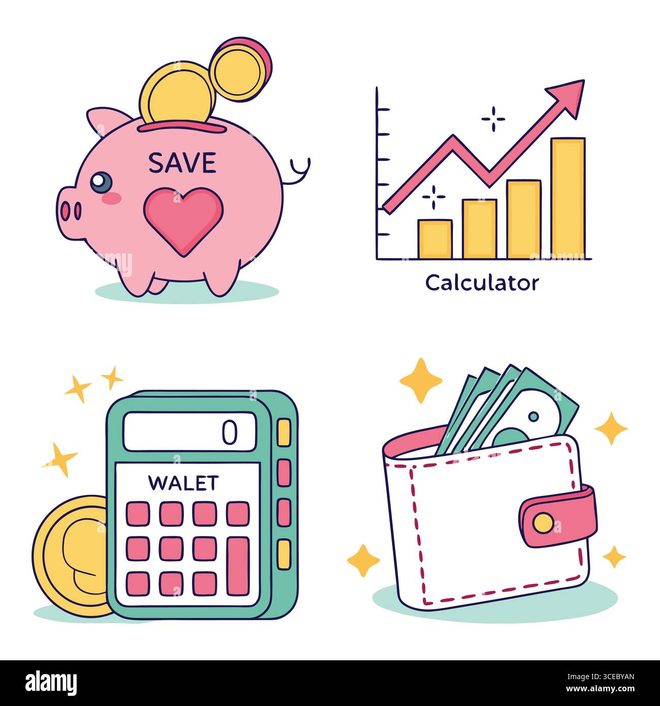 colorful vector illustrations of savings, finance, and budgeting ...